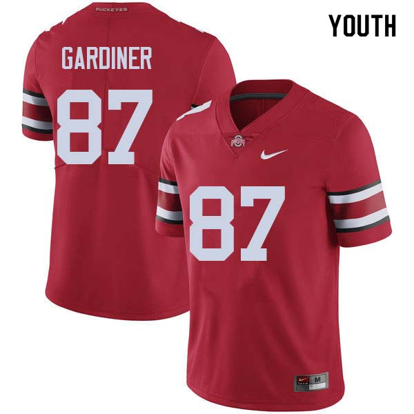 Youth Ohio State Buckeyes #87 Ellijah Gardiner Red Authentic College Stitched Football Jersey 23ZA046DM